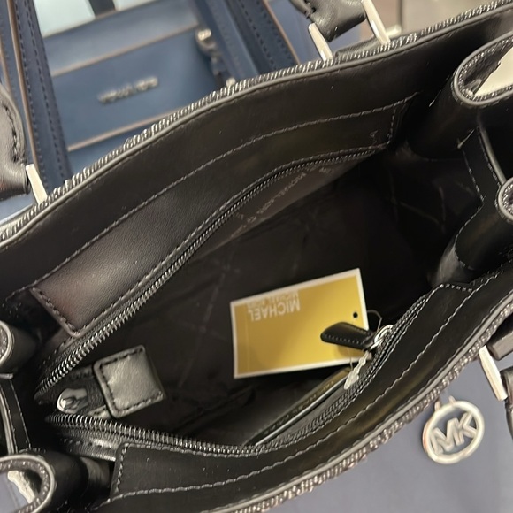 Michael Kors Hamilton Sm Logo Embossed Washed Denim Satchel Crossbody 
Black
NWT - Picture 10 of 16